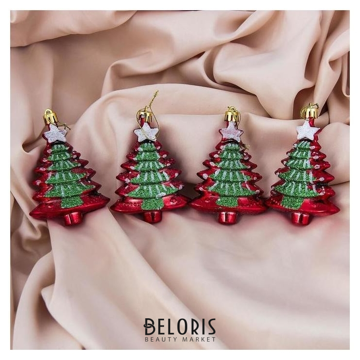 Украшение ёлочное "Ёлочка со звёздочкой" (Набор 4 шт) 7х8,5 см красный 
Украшение ёлочное "Ёлочка со звёздочкой" (Набор 4 шт) 7х8,5 см красный