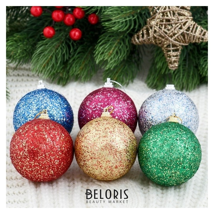 

Набор шаров пенопласт D-6 см, 6 шт "Блестящее конфетти