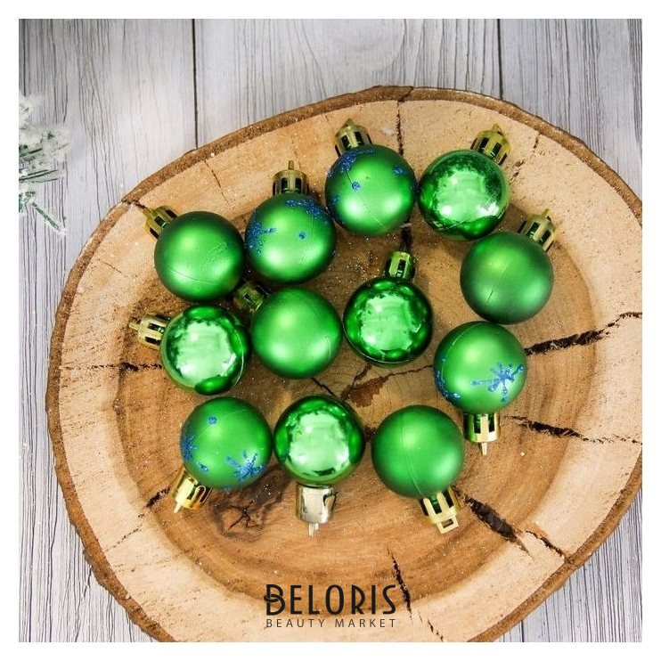 

Набор шаров пластик D-3 см, 24 шт "Электра" зелёный