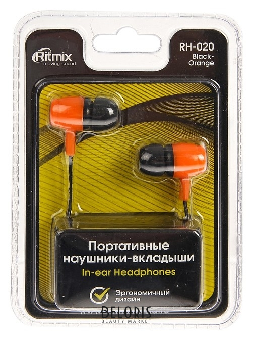 

Наушники Ritmix Rh-020, вакуумные, 100 дБ, 32 Ом, 3.5 мм, 1.2 м, черно-оранжевые