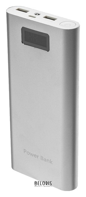 

Внешний аккумулятор Luazon, 20000 мач, 2 Usb, 1/2 А, фонарик, металлический корпус, серый