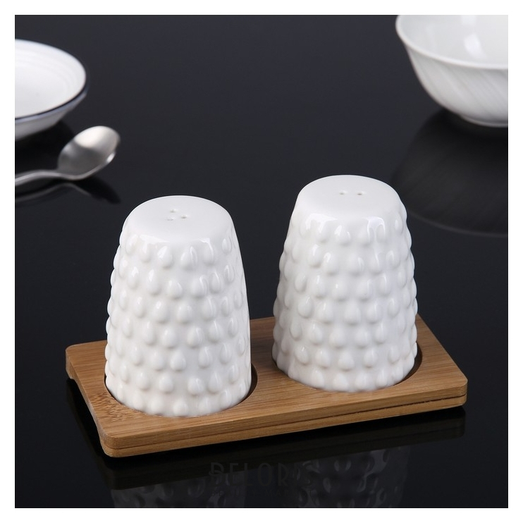 

Набор для специй «Рельеф», 2 шт: солонка и перечница, на подставке