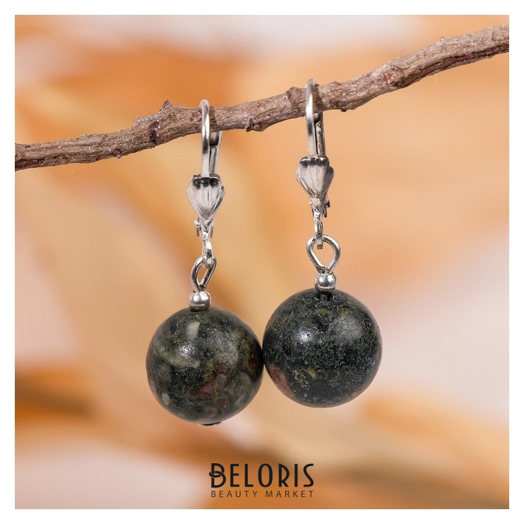 

Серьги шар №14 "Змеевик