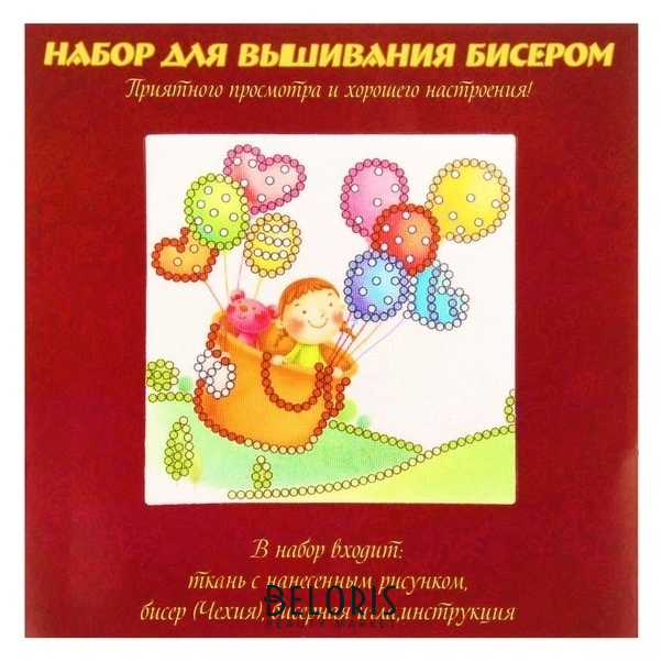 

Вышивка бисером "Девочка с шарами", размер основы 15×15 см
