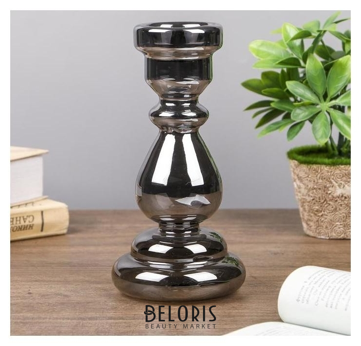 

Подсвечник стекло на 1 свечу "Классика" серебро 20,5х10х10 см