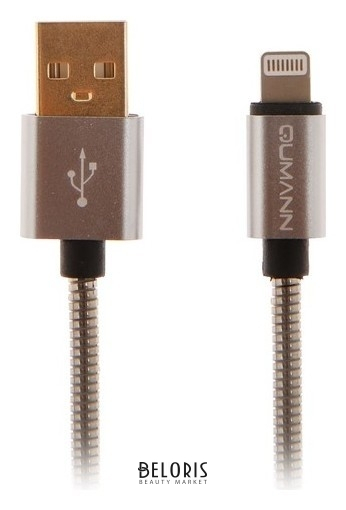 

Кабель Qumann, Lightning - Usb, металлическая оплётка, 2.4 А, 1 м, цвет серебро