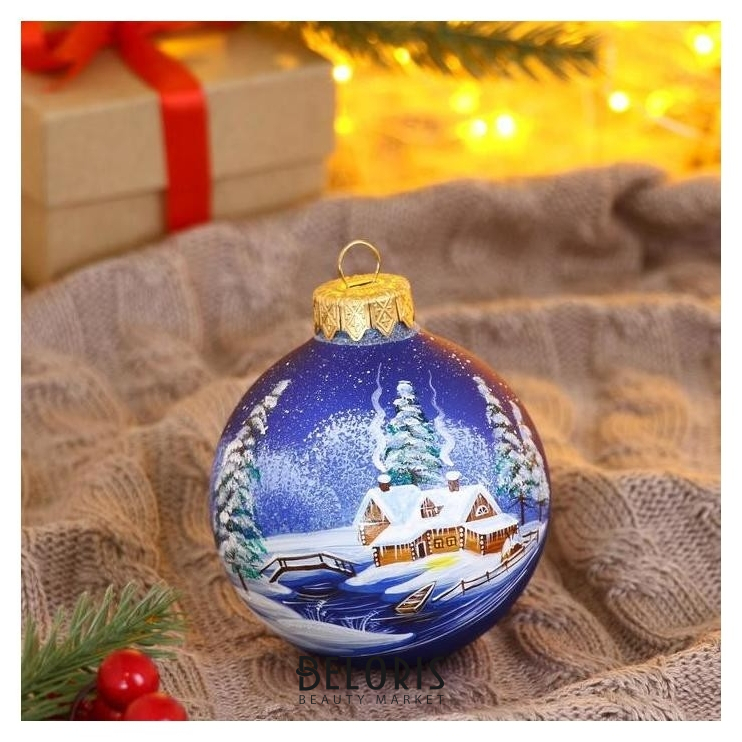 

Шар с ручной росписью 80 мм «Зимний лес»