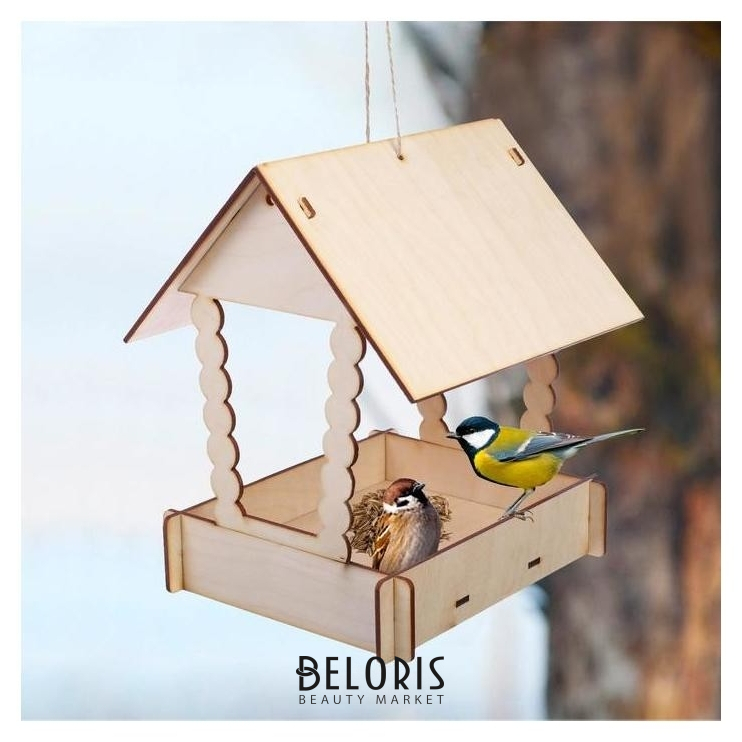 

Kopмушка для птиц, 23,5 × 18,5 × 22,5 см, «Домик с бревнами»