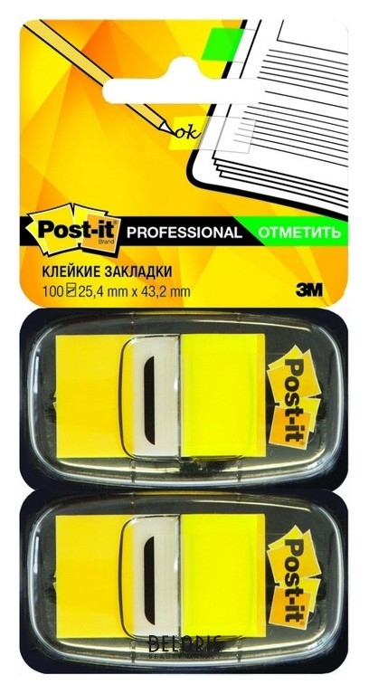 

Клейкие закладки пласт. 1цв.по 100л. 25мм желт Post-it 680-yw2