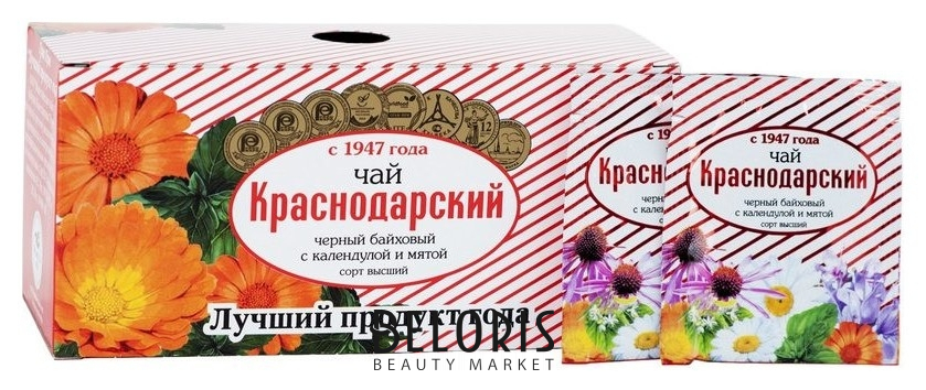 

Чай краснодарский с 1947г черн байх с календулой и мятой, 25 пак х 2гр/уп