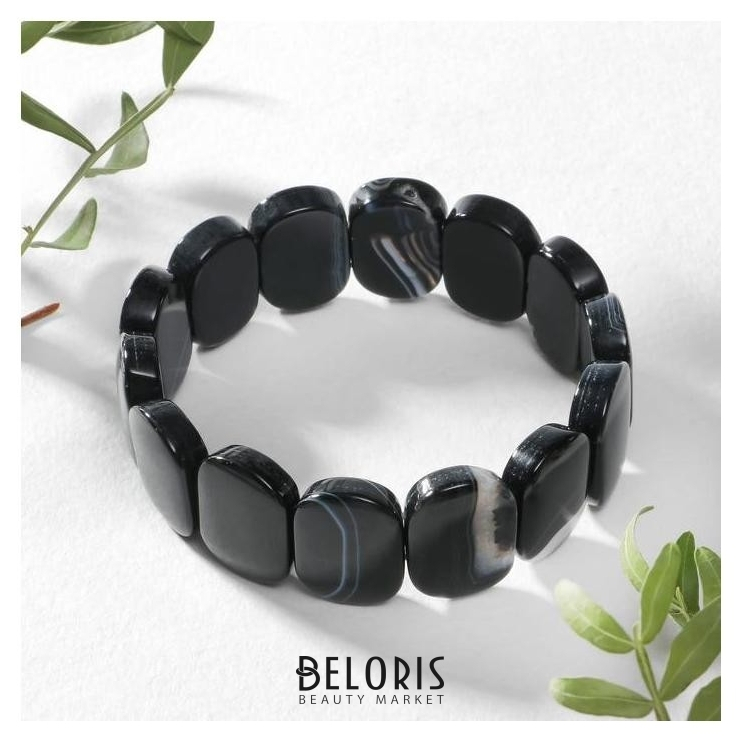 

Браслет пластина, прямоугольник закругленный "Агат полосатый