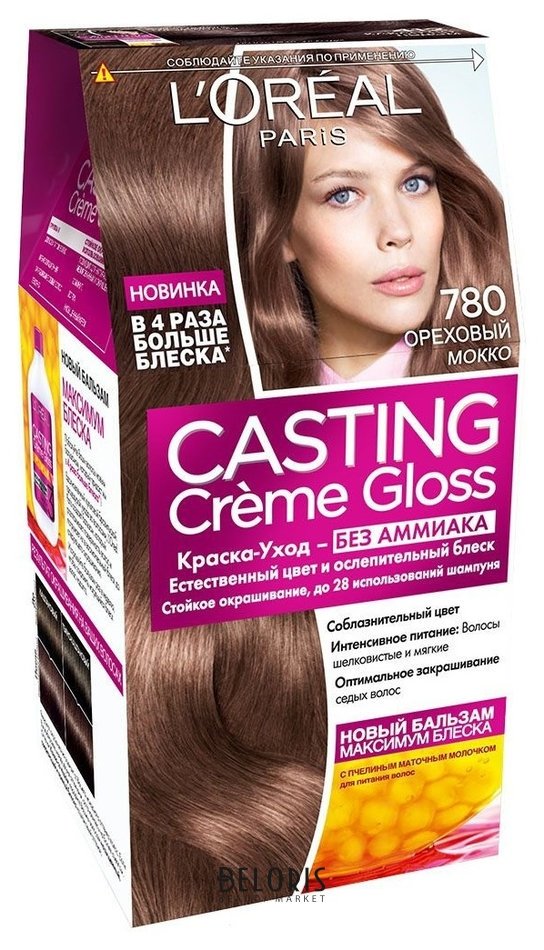 

Краска для волос L'Oreal, Тон 780 ореховый мокко, Краска для волос Casting Creme Gloss