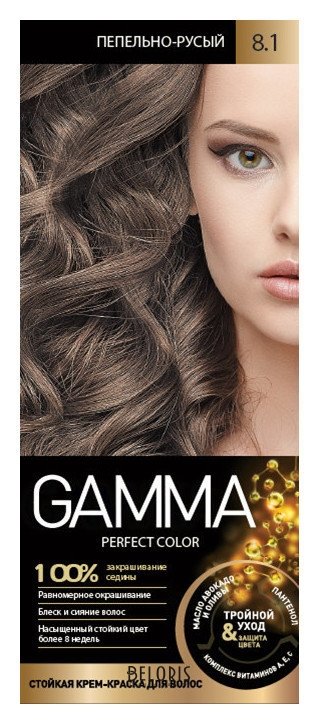 

Краска для волос Gamma, Тон 8.1 пепельно-русый, Краска для волос "Perfect Color"