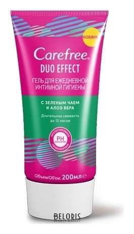 

Гель для интимной гигиены с зеленым чаем и алоэ вера Carefree Duo Effect